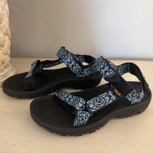 Teva Hurricane XLT2 Sandals Womens 6 Black Blue Geometric Strappy Sport 1093378